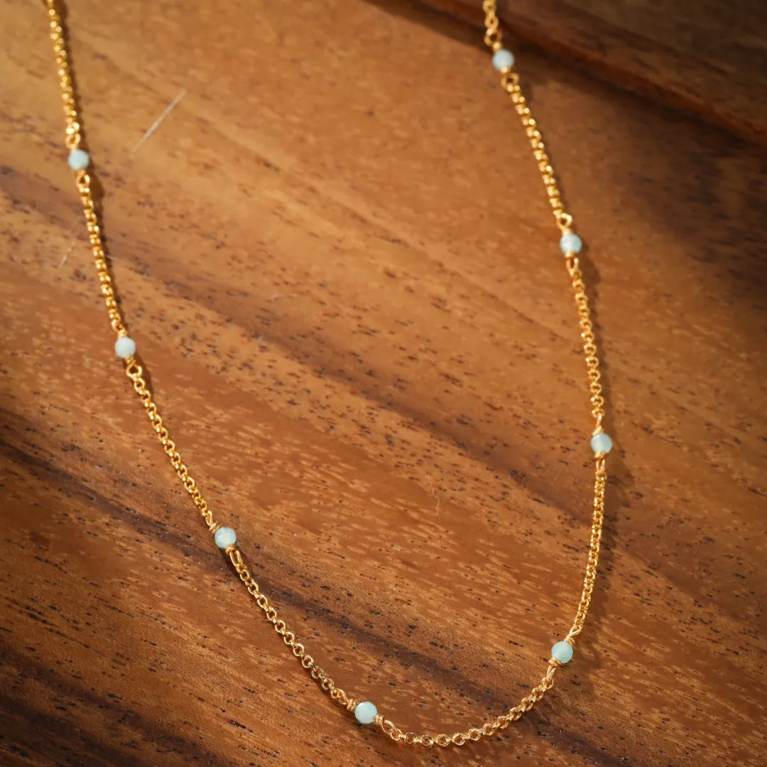 Amazonite Necklace "Marine Freshness" Gold-Plated Silver