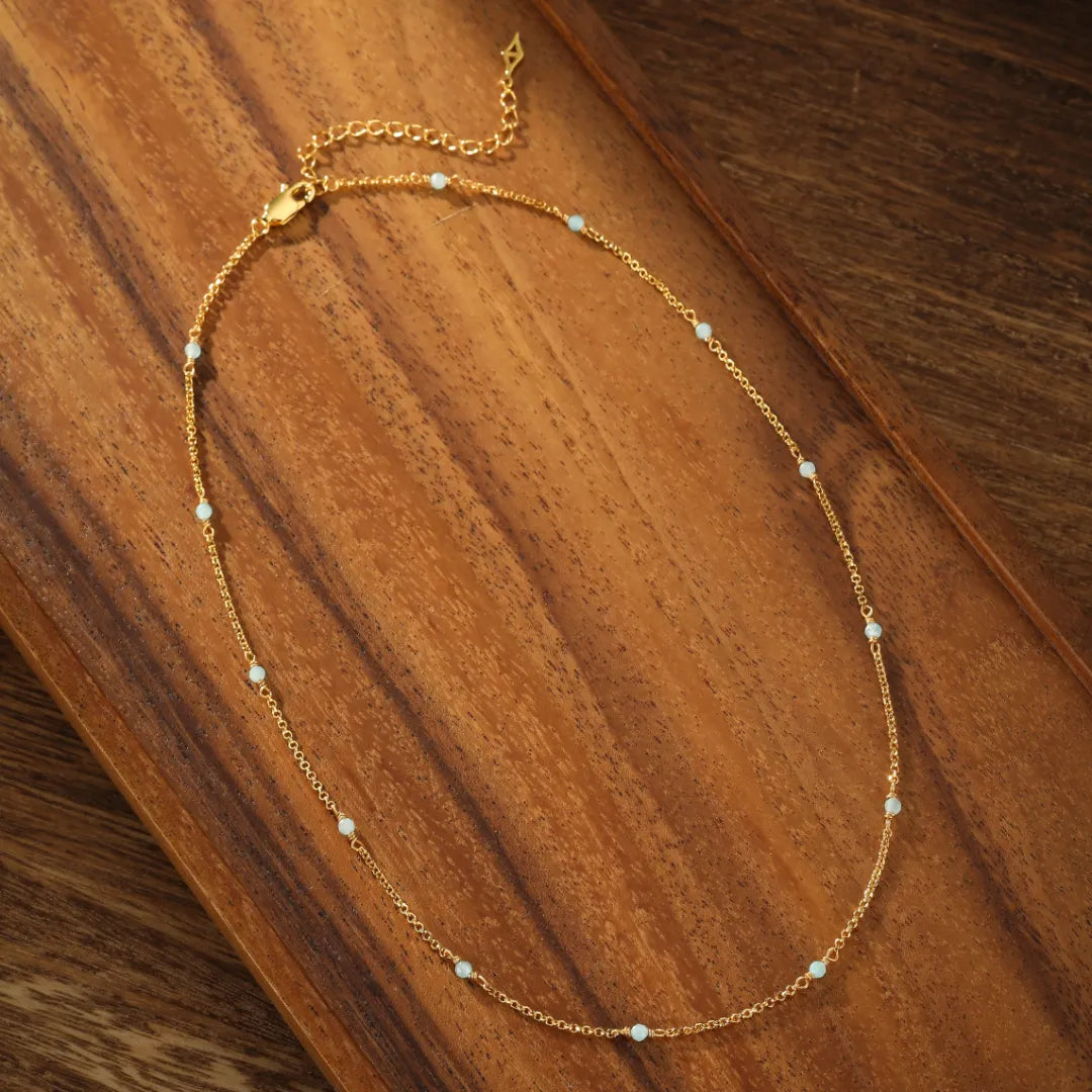 Amazonite Necklace "Marine Freshness" Gold-Plated Silver