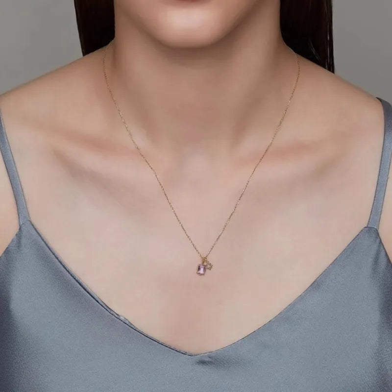 Collier Améthyste "Étoile Céleste" Argent Plaqué Or