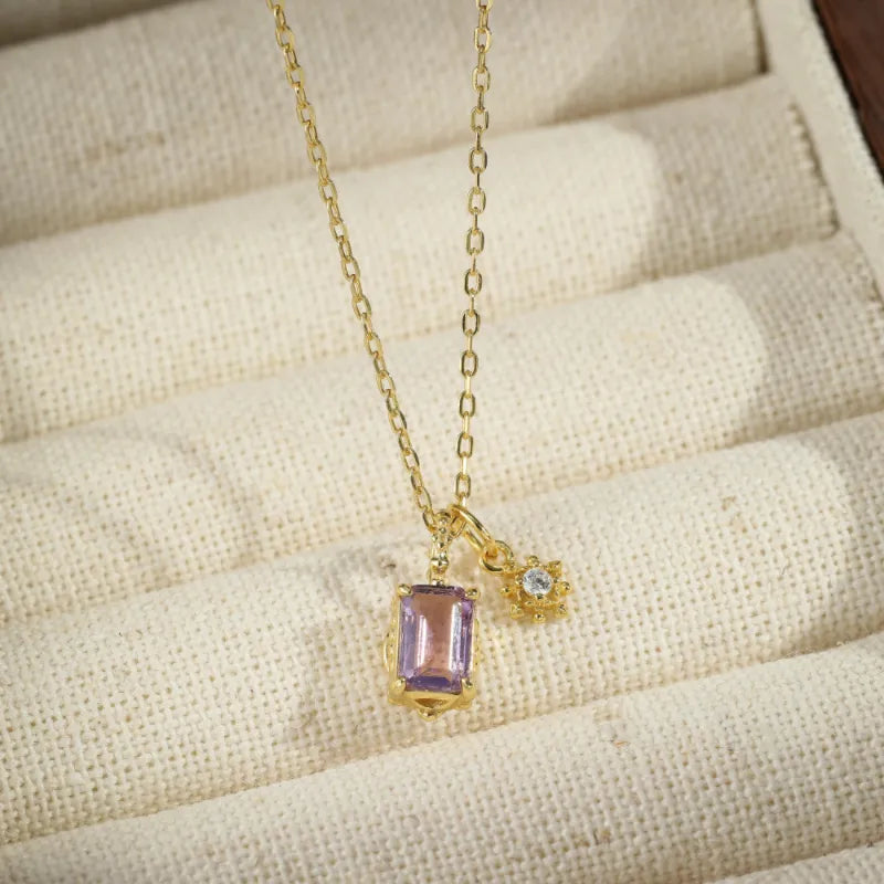 Collier Améthyste "Étoile Céleste" Argent Plaqué Or