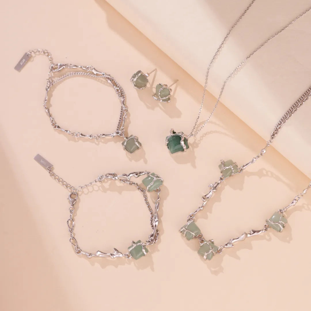 Bracelet Aventurine "Forêt Enlacée" Argent