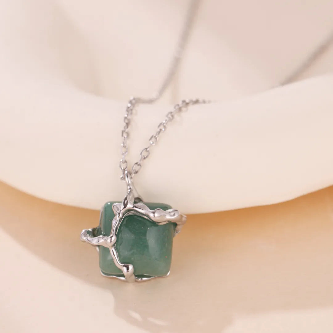 Collier Aventurine "Nature Enlacée" Argent