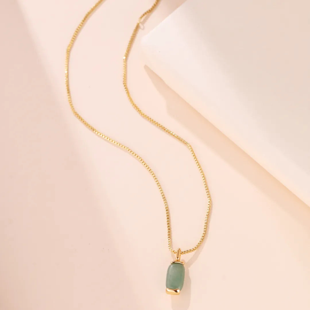 Collier Aventurine ou Œil de Tigre "Nature Paisible" Doré Or