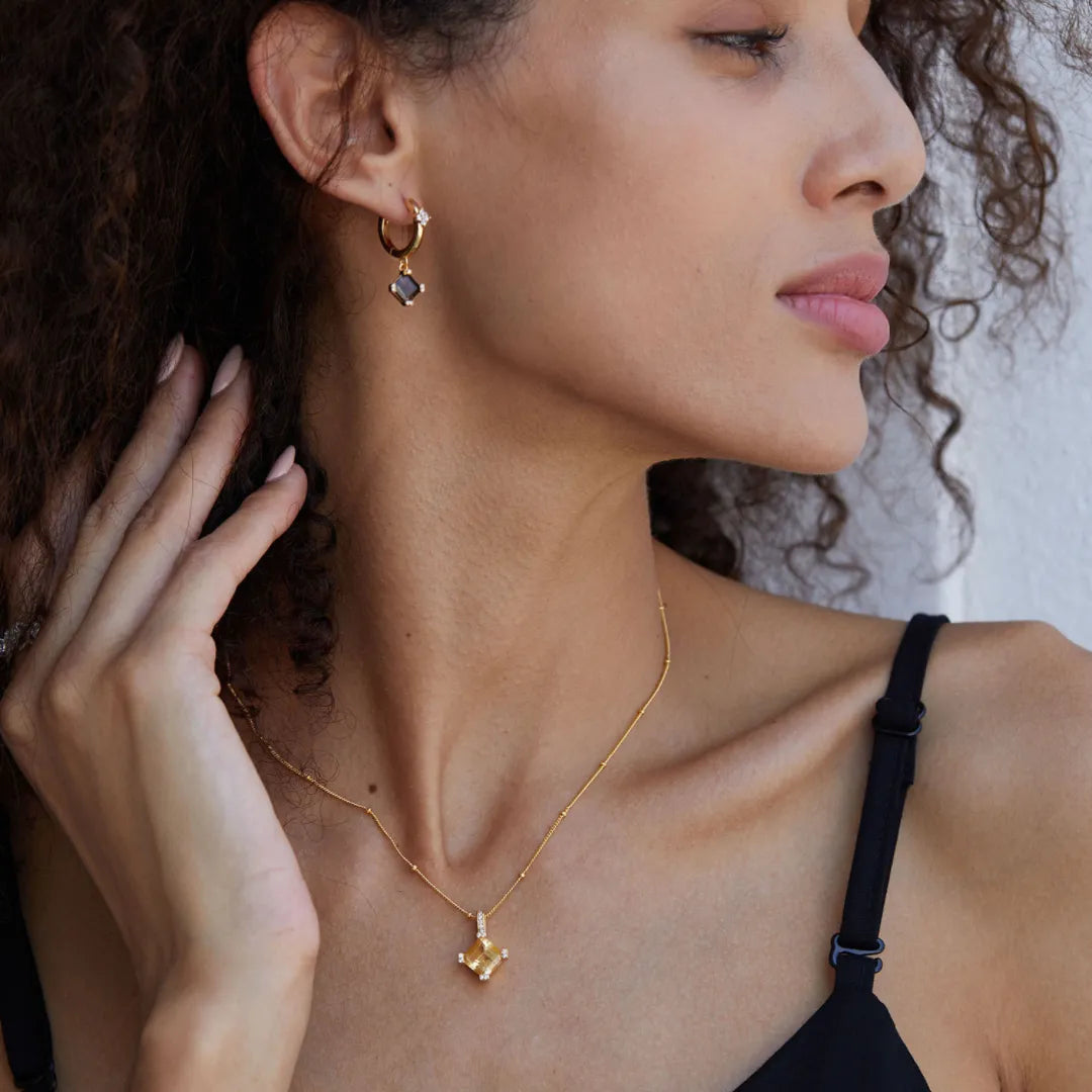 Collier Citrine "Charme Royal" Argent Doré Or