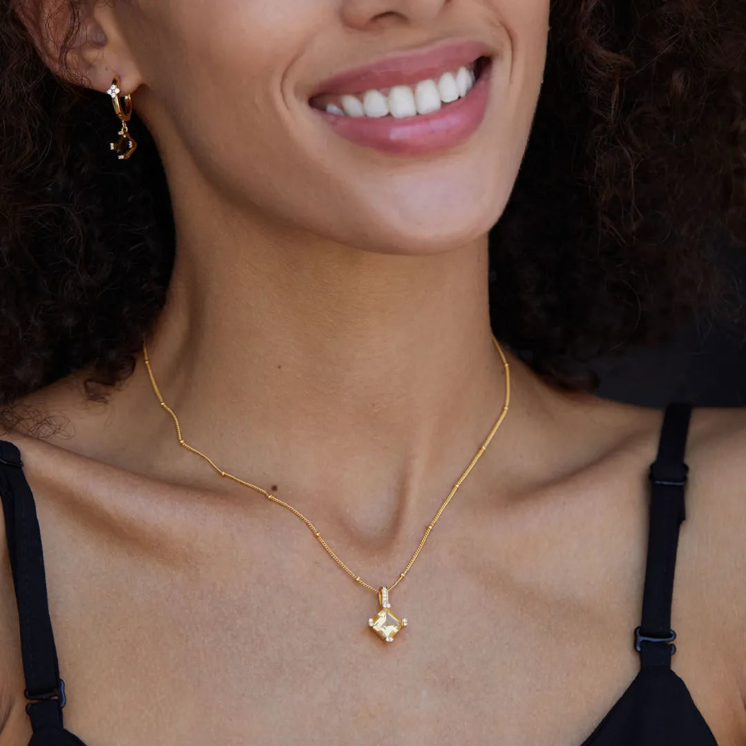 Collier Citrine "Charme Royal" Argent Doré Or