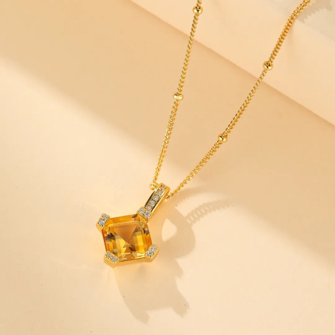 Collier Citrine "Charme Royal" Argent Doré Or