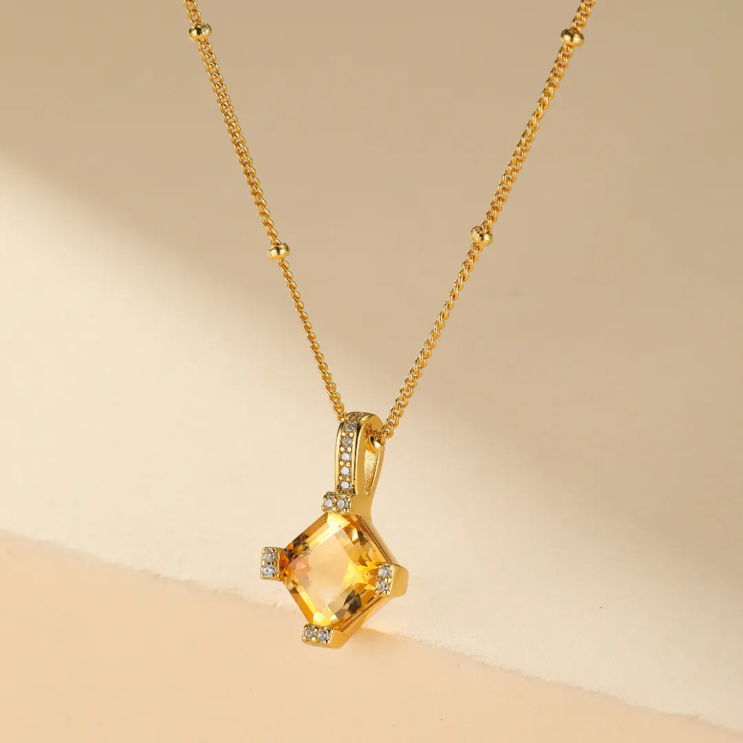 Collier Citrine "Charme Royal" Argent Doré Or