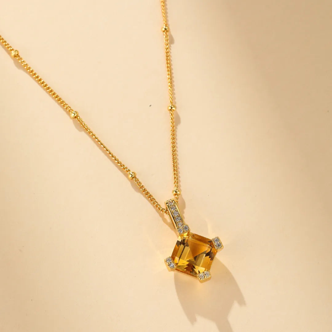 Collier Citrine "Charme Royal" Argent Doré Or