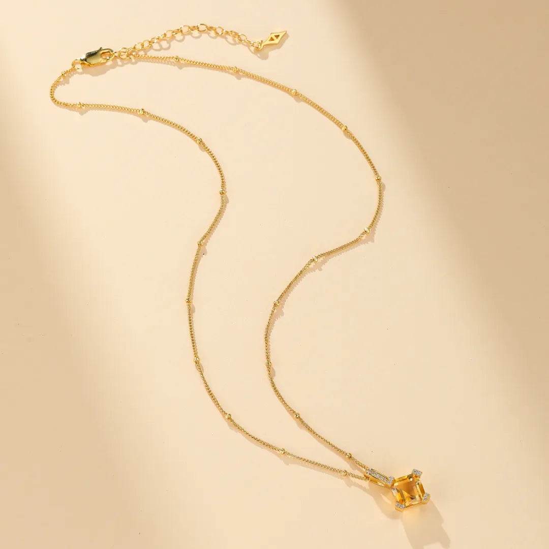 Collier Citrine "Charme Royal" Argent Doré Or