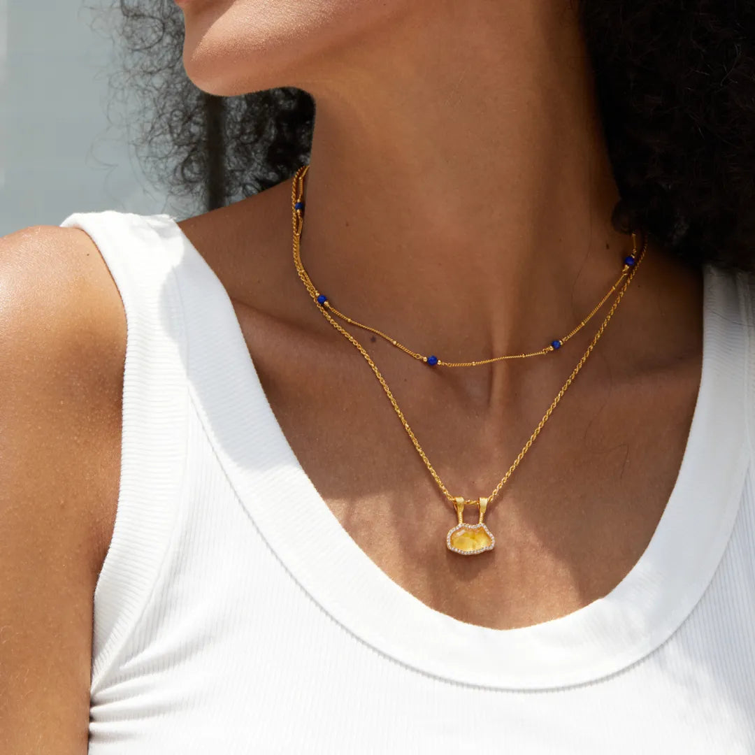 Collier Citrine "Terre Mystique" Argent Doré Or