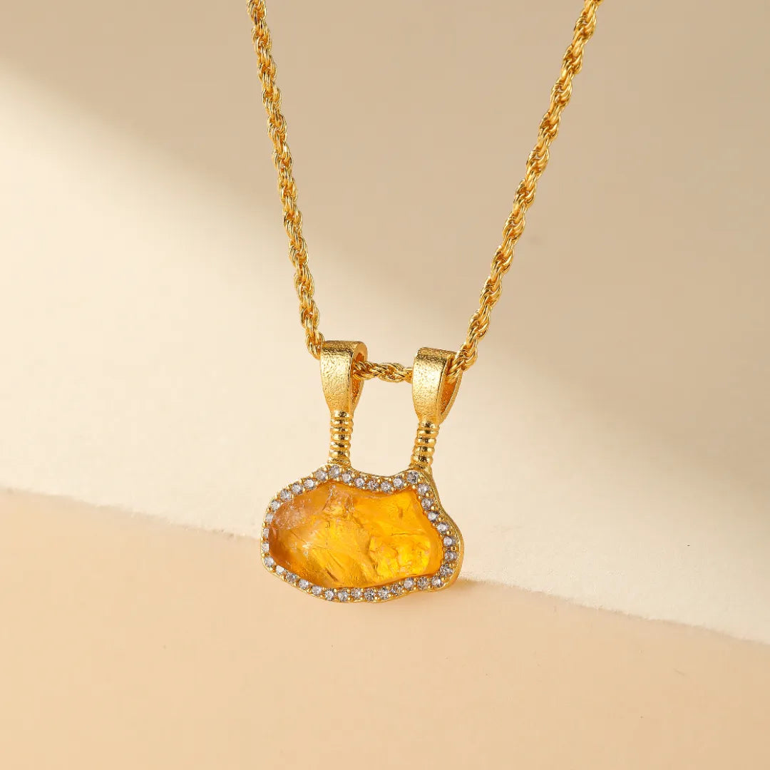 Collier Citrine "Terre Mystique" Argent Doré Or