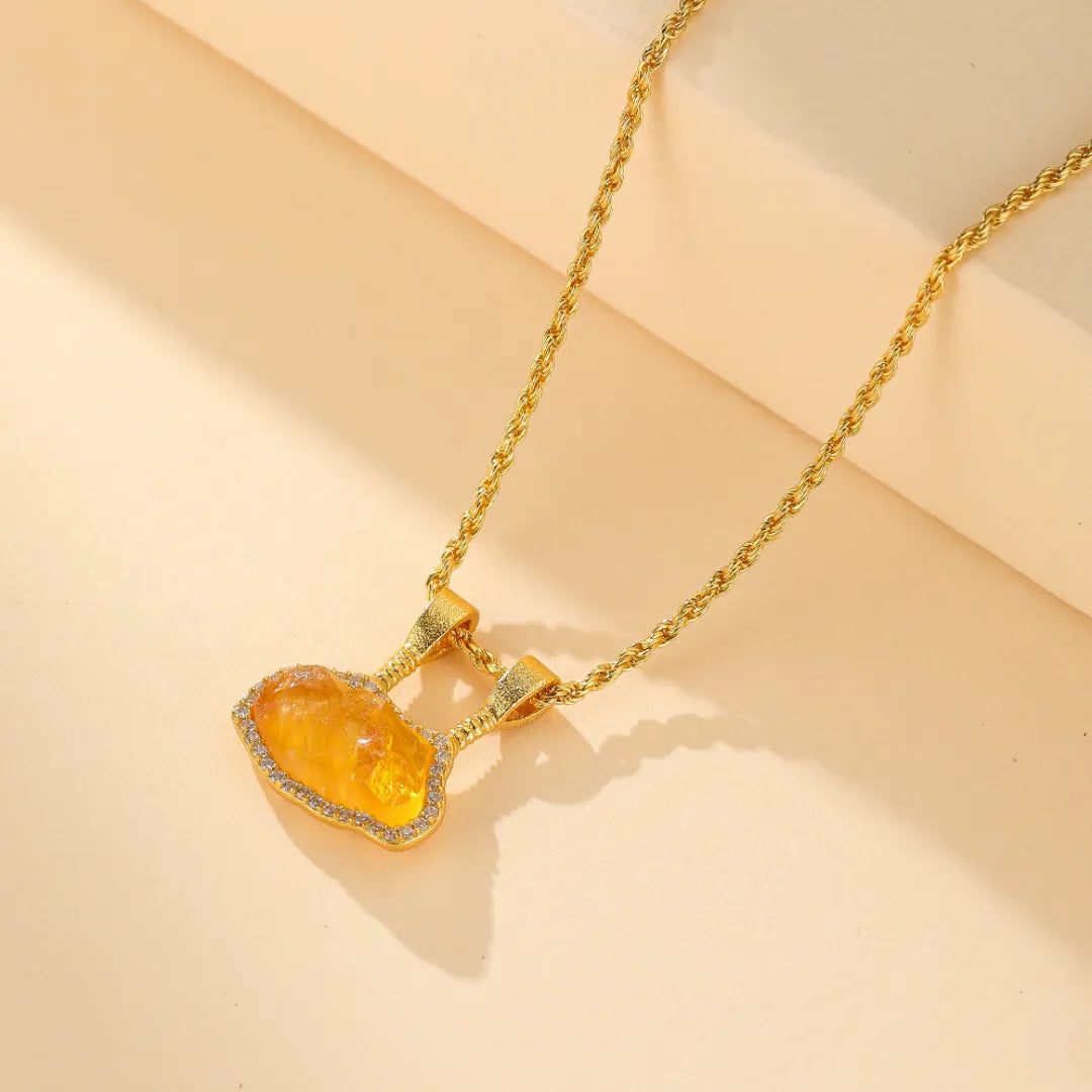 Collier Citrine "Terre Mystique" Argent Doré Or