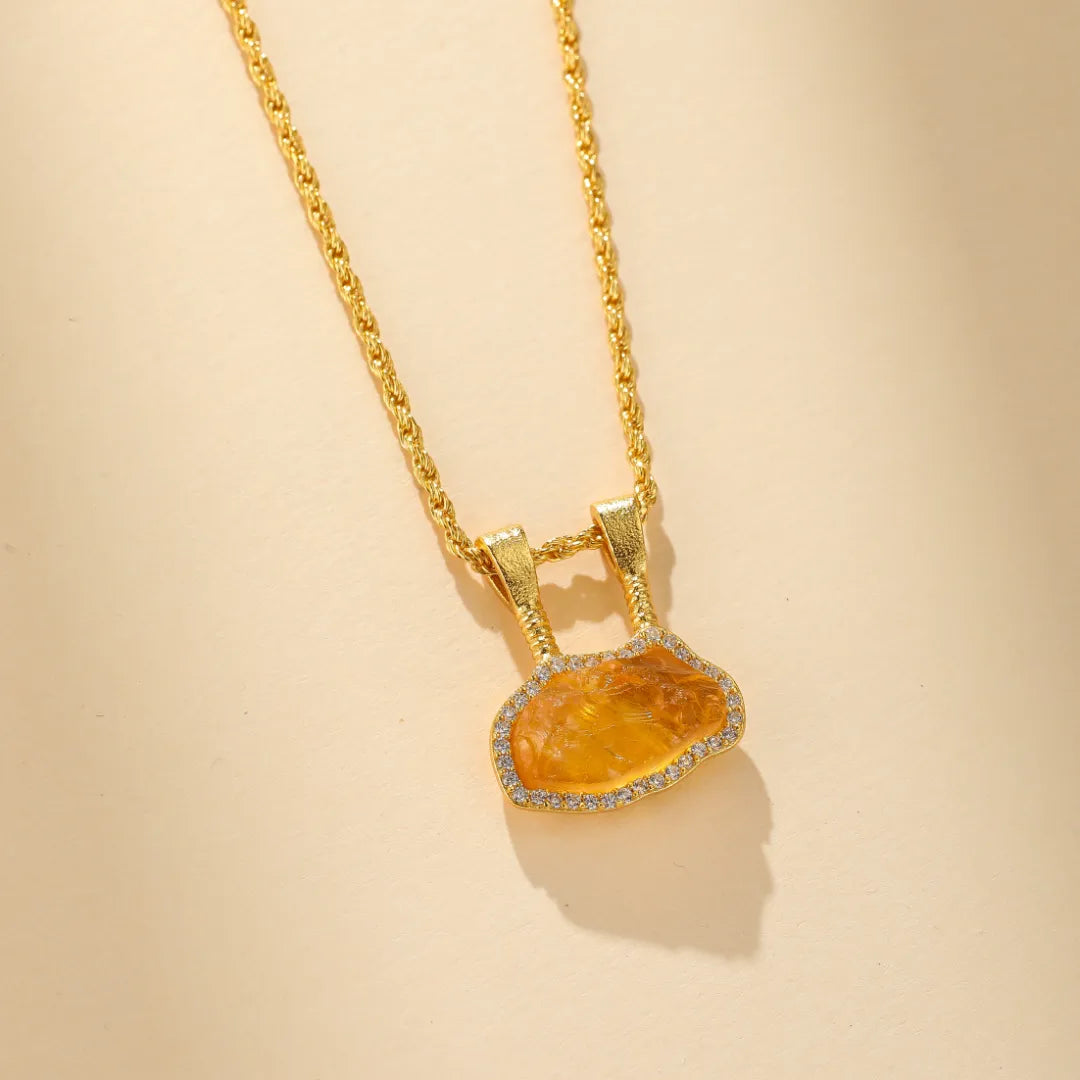 Collier Citrine "Terre Mystique" Argent Doré Or