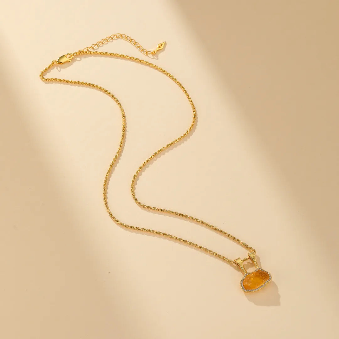 Collier Citrine "Terre Mystique" Argent Doré Or