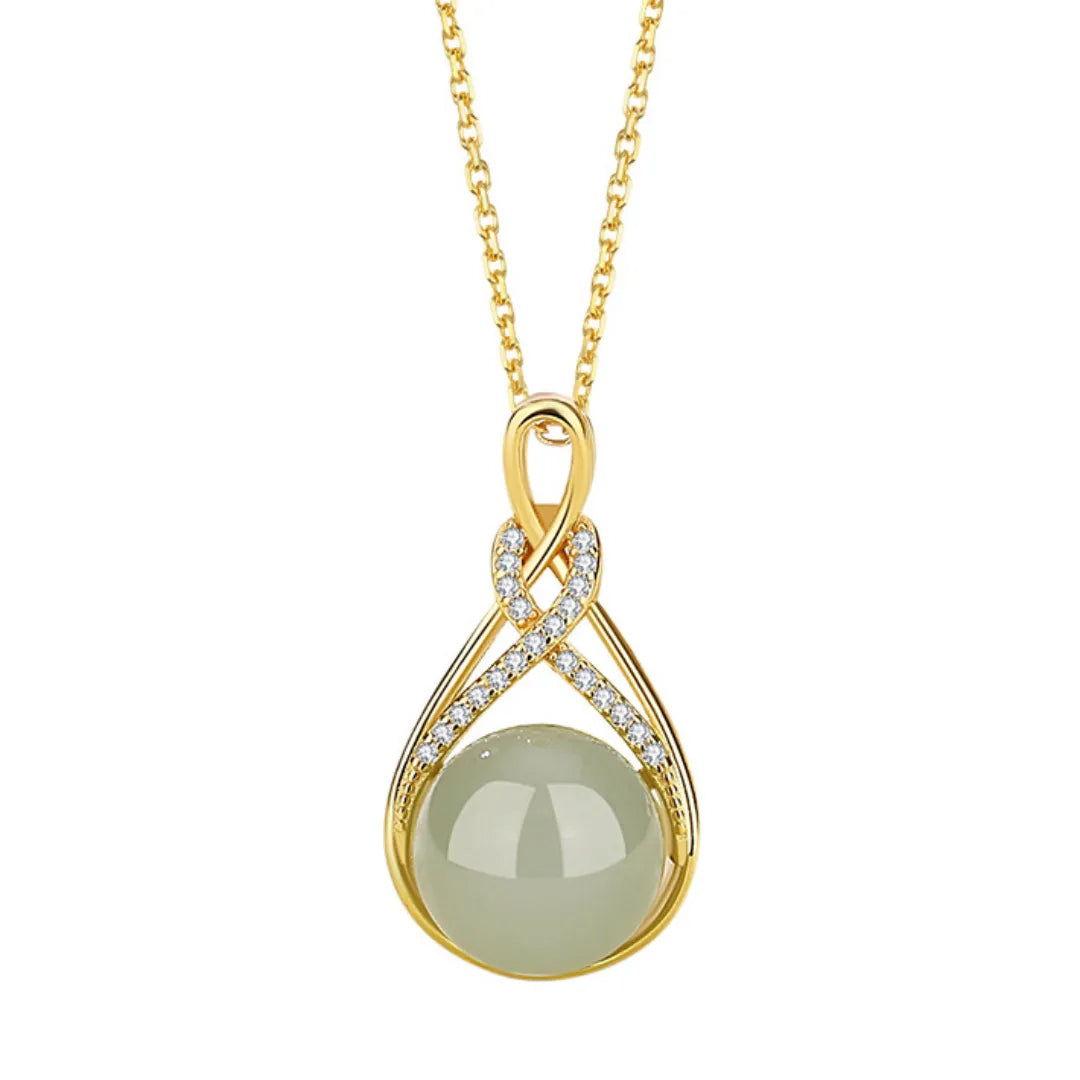 Jade Necklace "Eternal Beauty" Gold-Plated Silver