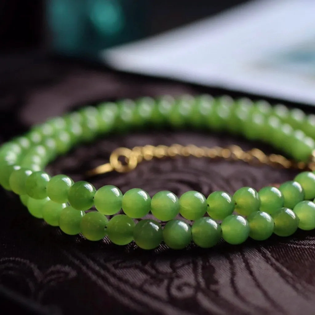 Collier Jade "Bonheur Éternel" Argent Doré Or