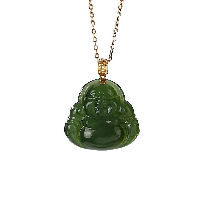 Collier Jade Bouddha "Protection Sacrée" Or