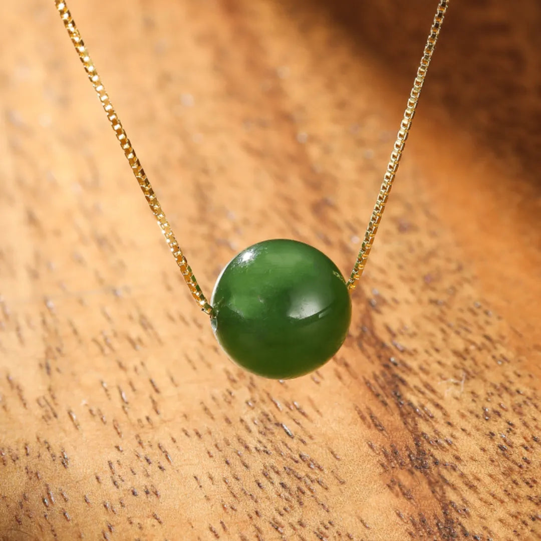 Jade Necklace "Natural Sphere" Silver