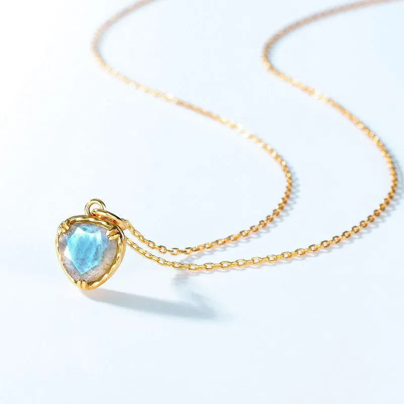Labradorite Necklace "Protective Love" Gold-Plated Silver