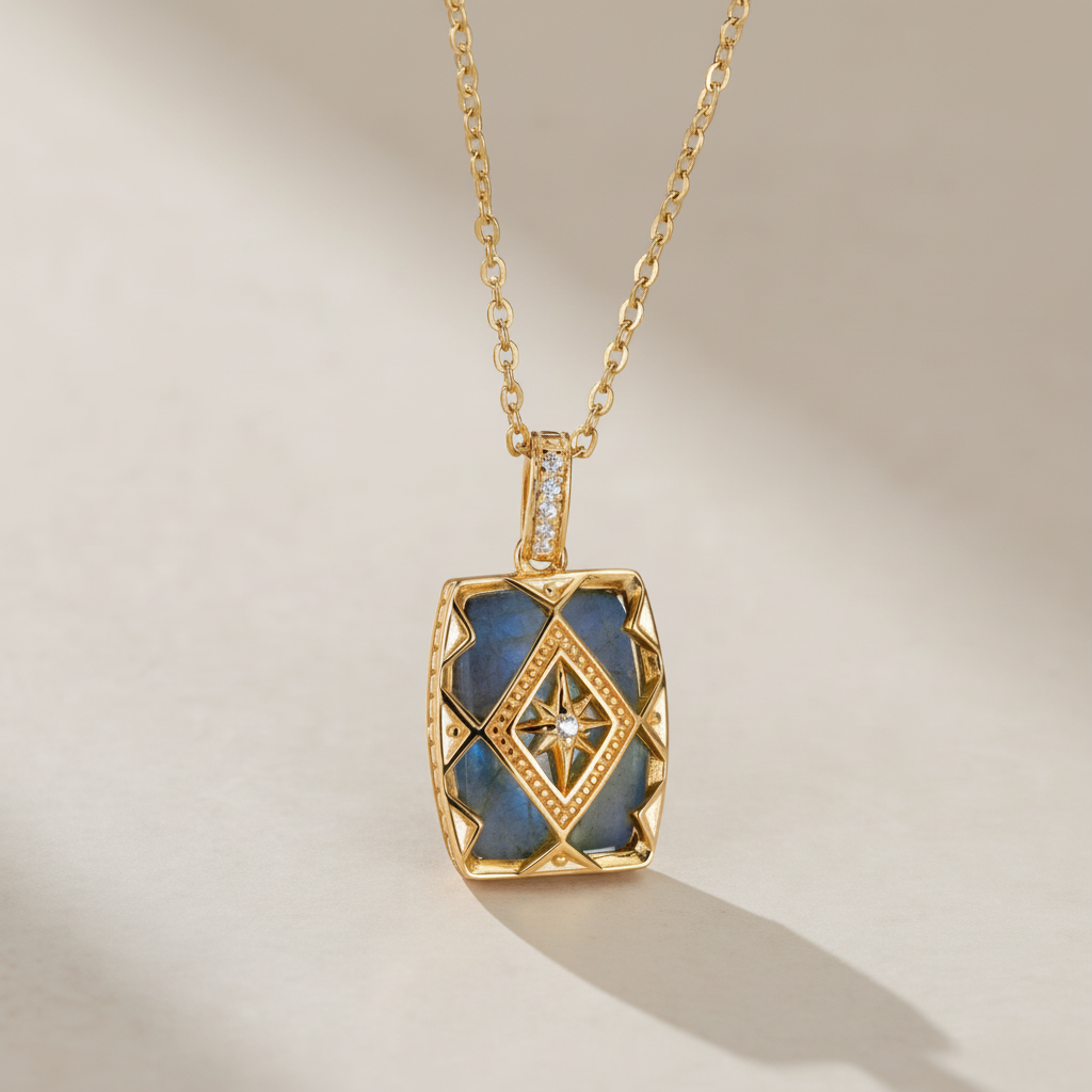 Collier Labradorite "Eclat Mystérieux" Argent Doré Or