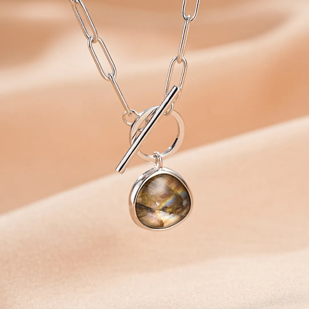 Collier Labradorite "Élégance Brute" Argent