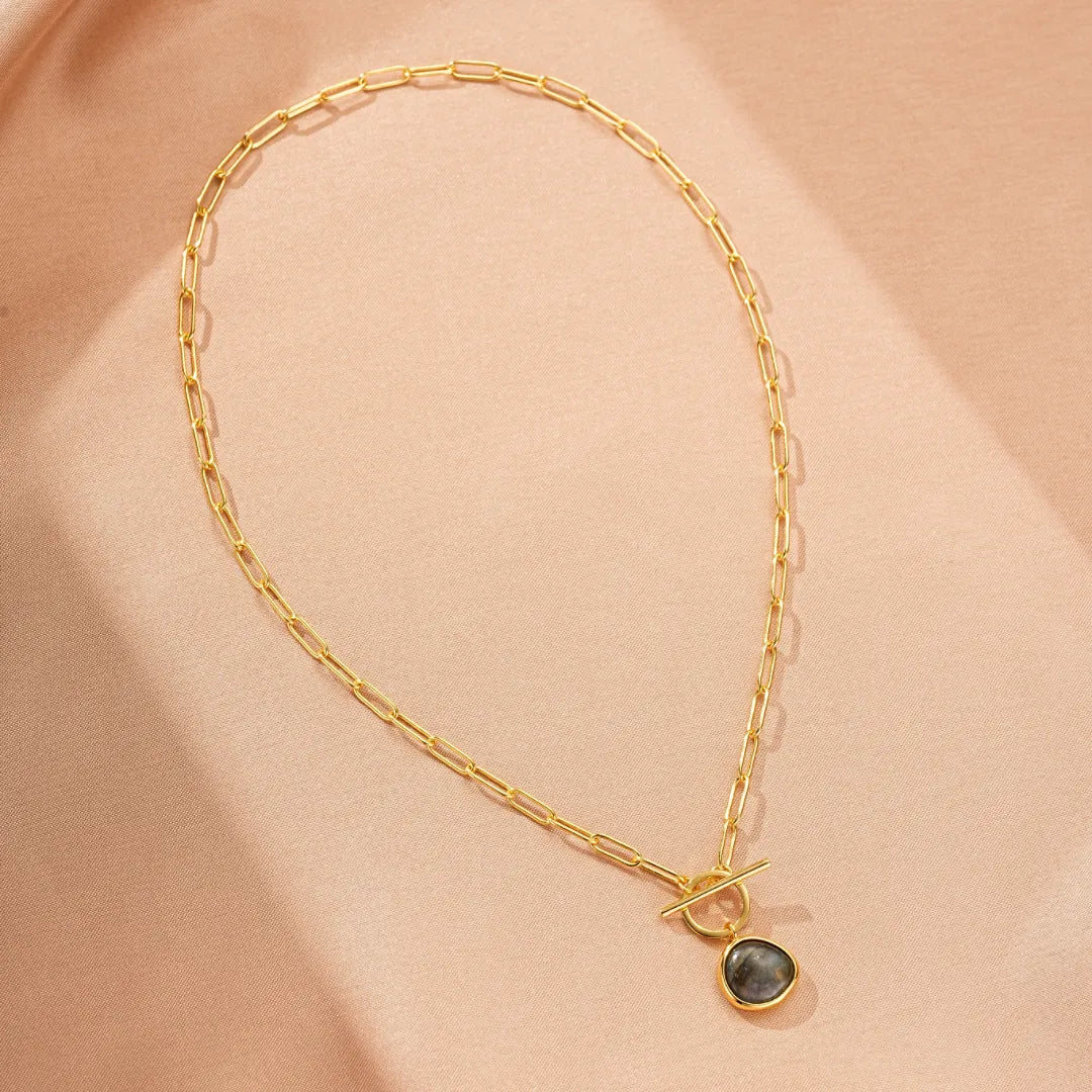 Collier Labradorite "Élégance Brute" Argent