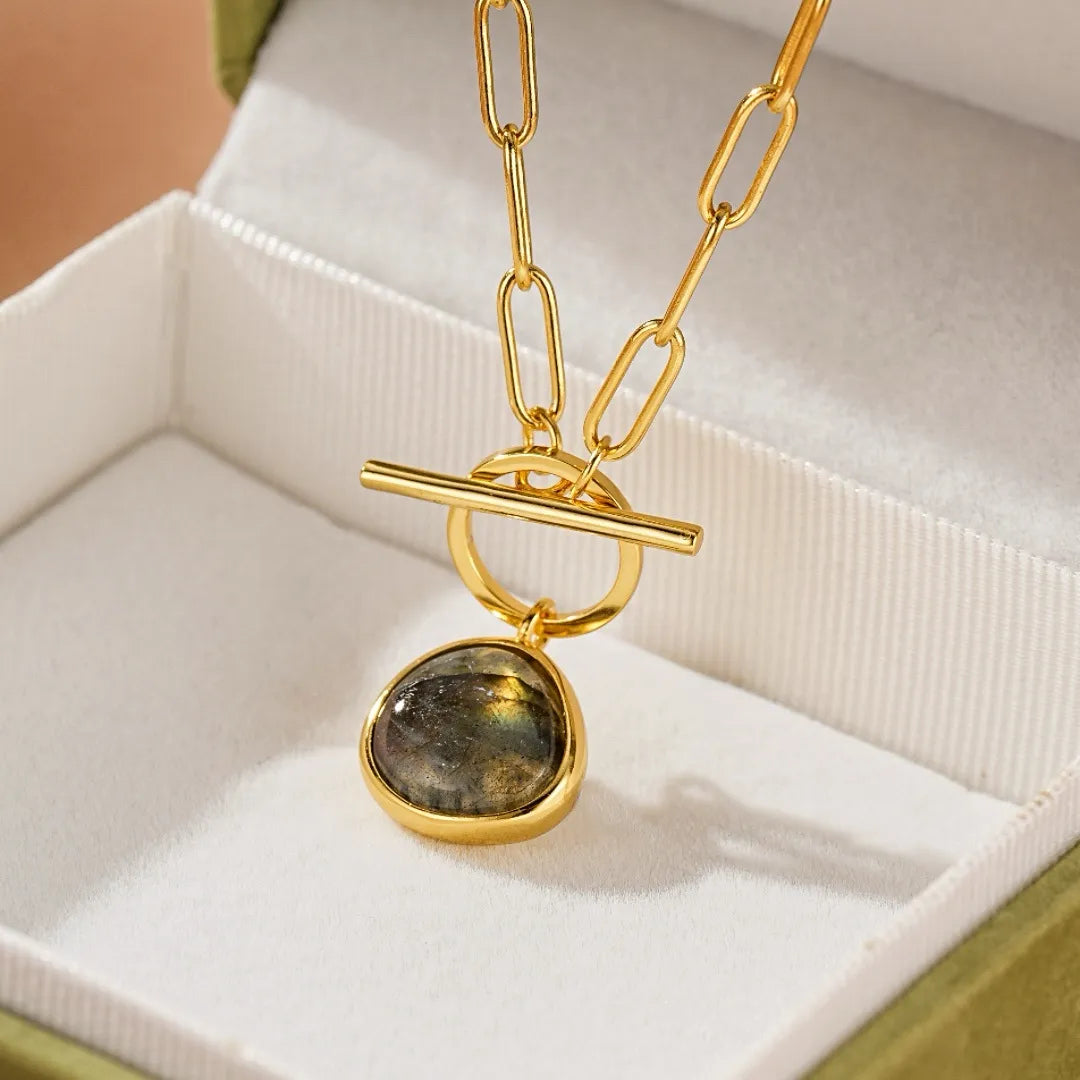 Collier Labradorite "Élégance Brute" Argent