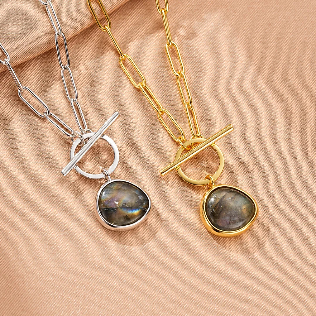 Collier Labradorite "Élégance Brute" Argent