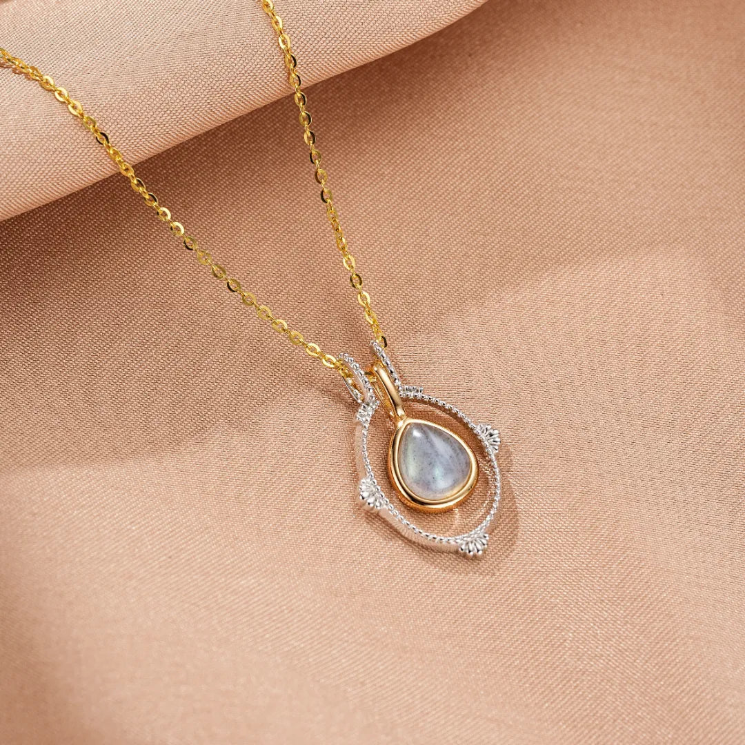 Collier Labradorite "Magie Céleste" Argent Plaqué Platine