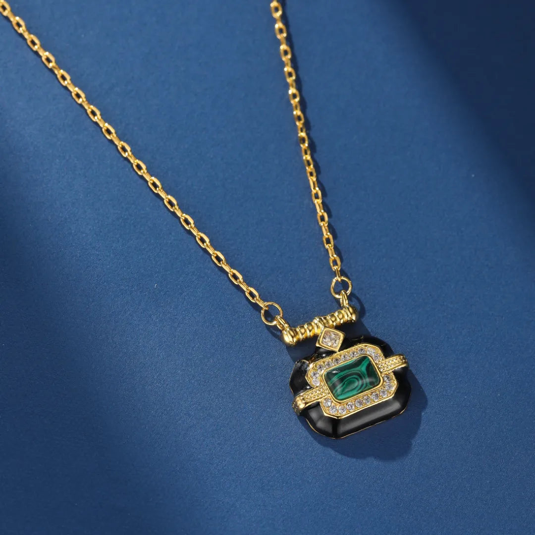 Collier Malachite "Aurore Nocturne" Doré Or