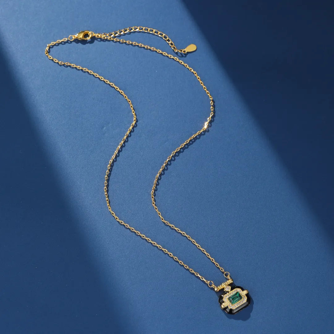 Collier Malachite "Aurore Nocturne" Doré Or