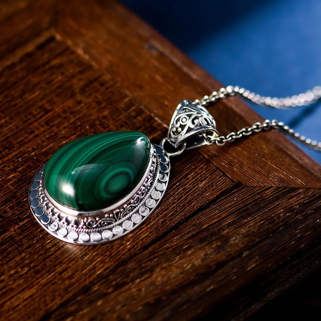 Malachite Necklace – Essence of Nature, Sterling Silver 925