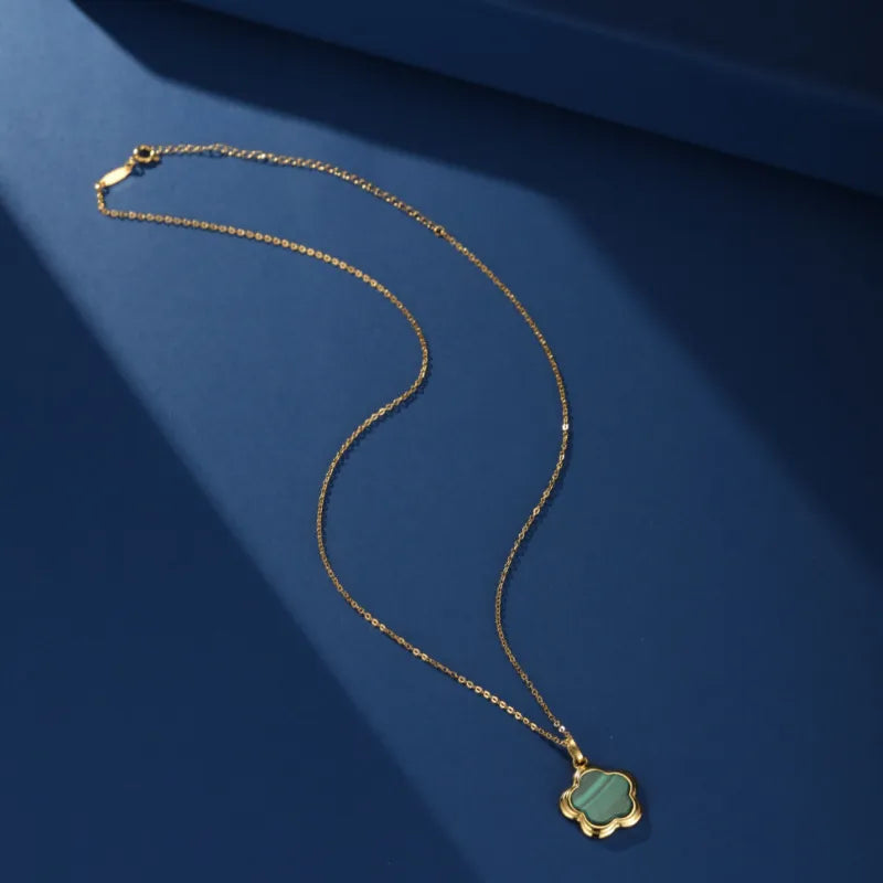 Malachite Necklace "Flower of Grace" Silver Plated Gold
