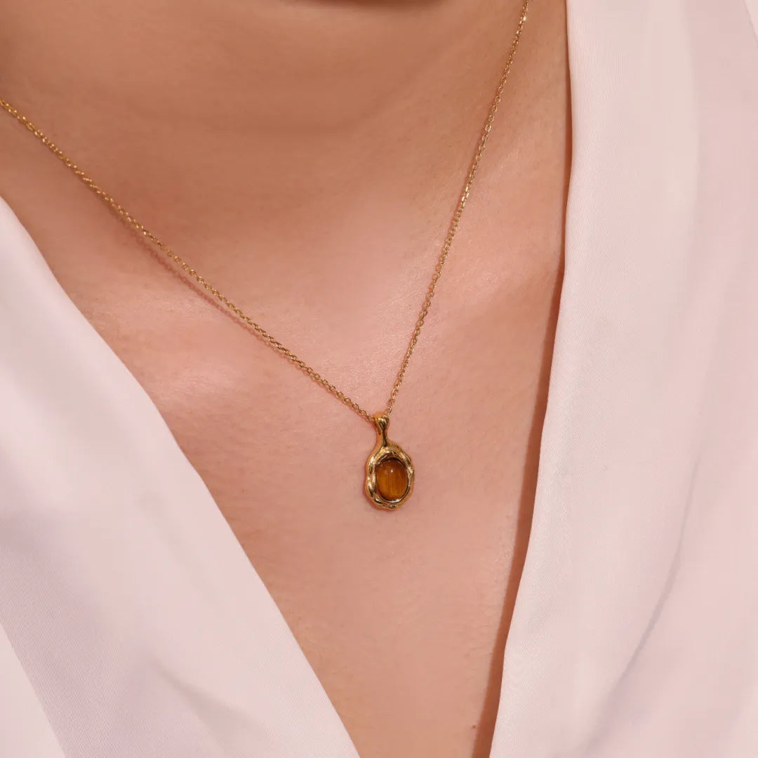 Tiger Eye Necklace "Elegance" Gold Silver
