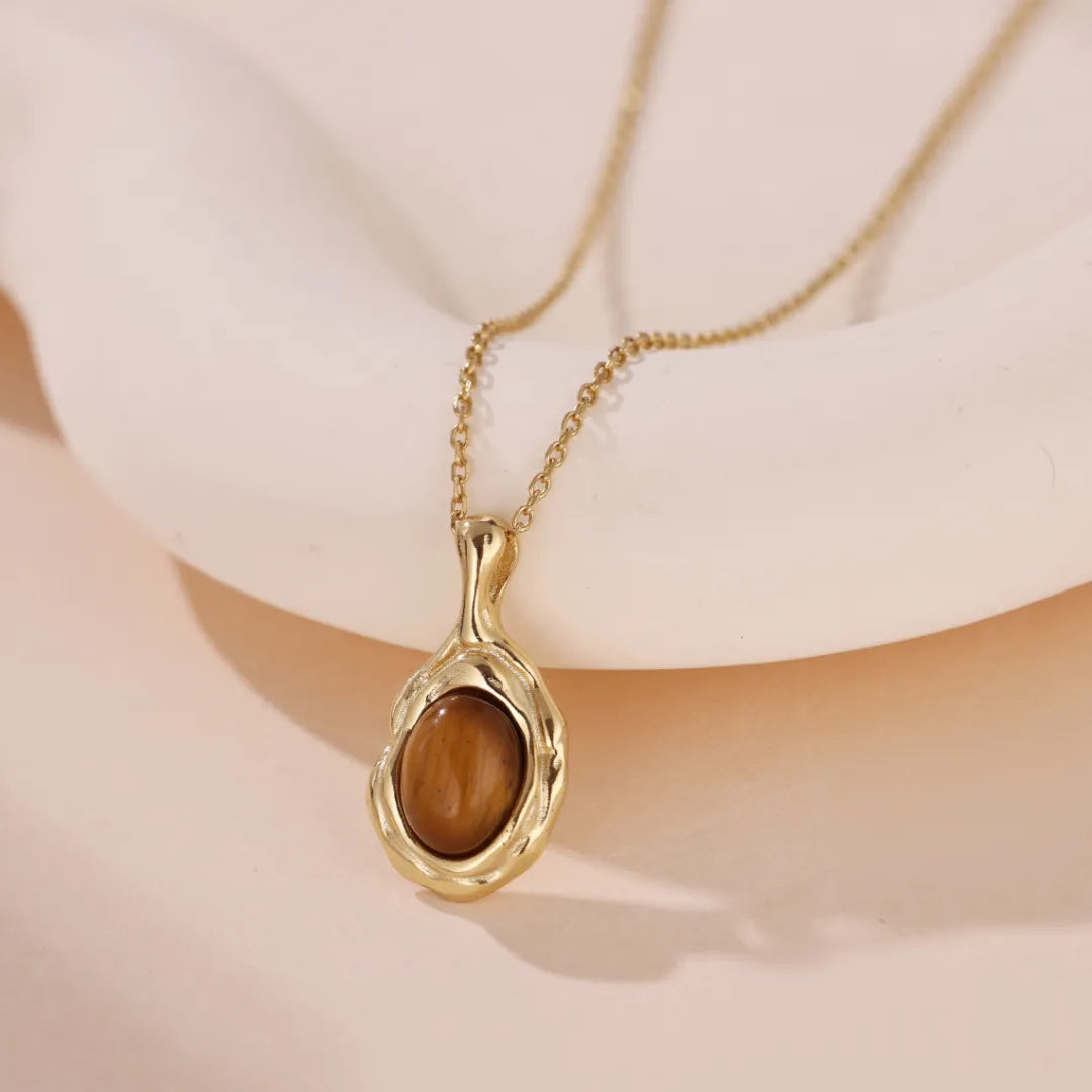Tiger Eye Necklace "Elegance" Gold Silver