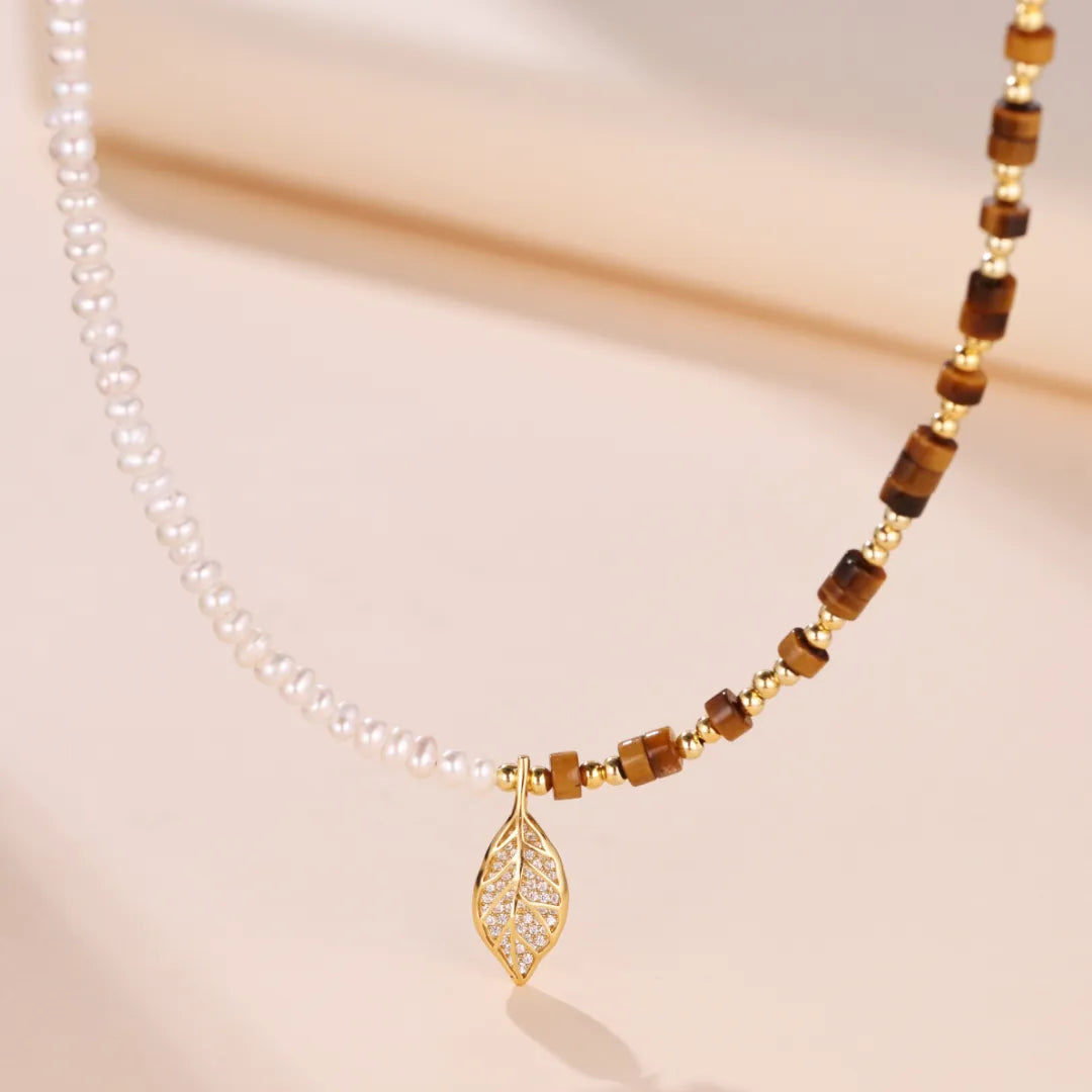 Tiger Eye Necklace "Precious Nature" Gold-Plated Silver