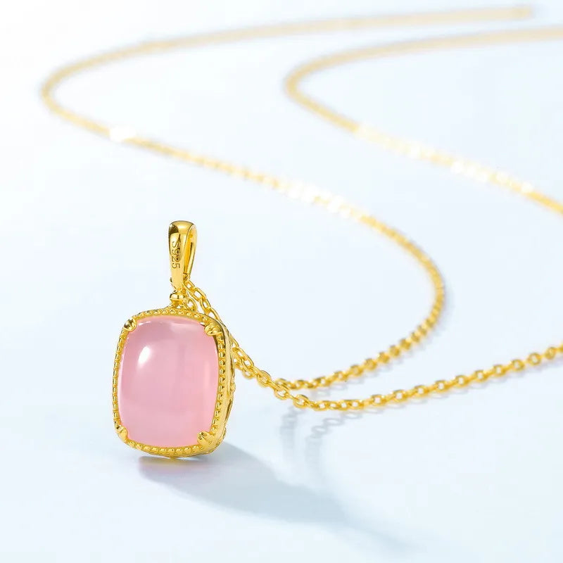 Collier Œil de Tigre et Quartz Rose "Soleil Charmant" Argent Doré Or