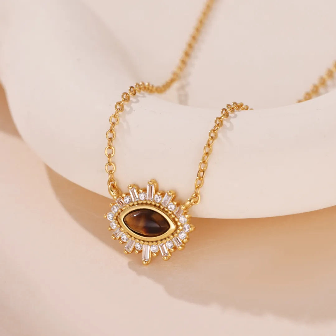 Collier Œil de Tigre "Œil d'Aurore" Argent Doré Or