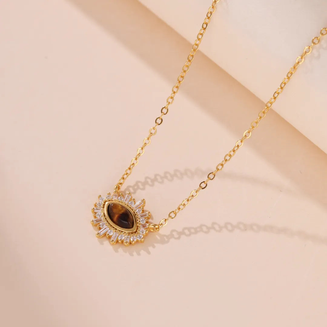 Collier Œil de Tigre "Œil d'Aurore" Argent Doré Or