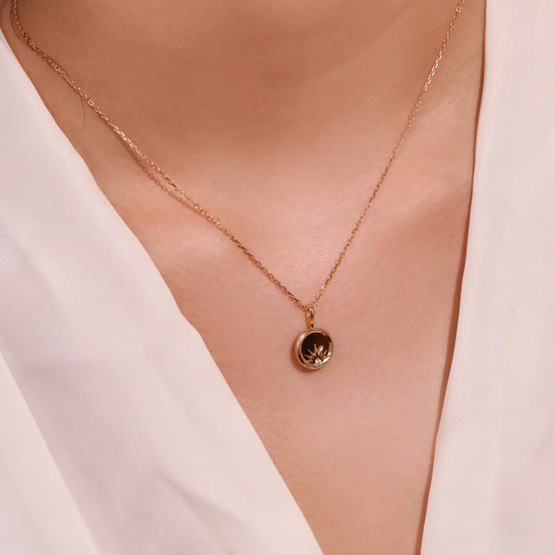 Collier Œil de Tigre "Éclat d'Or" Argent Doré Or