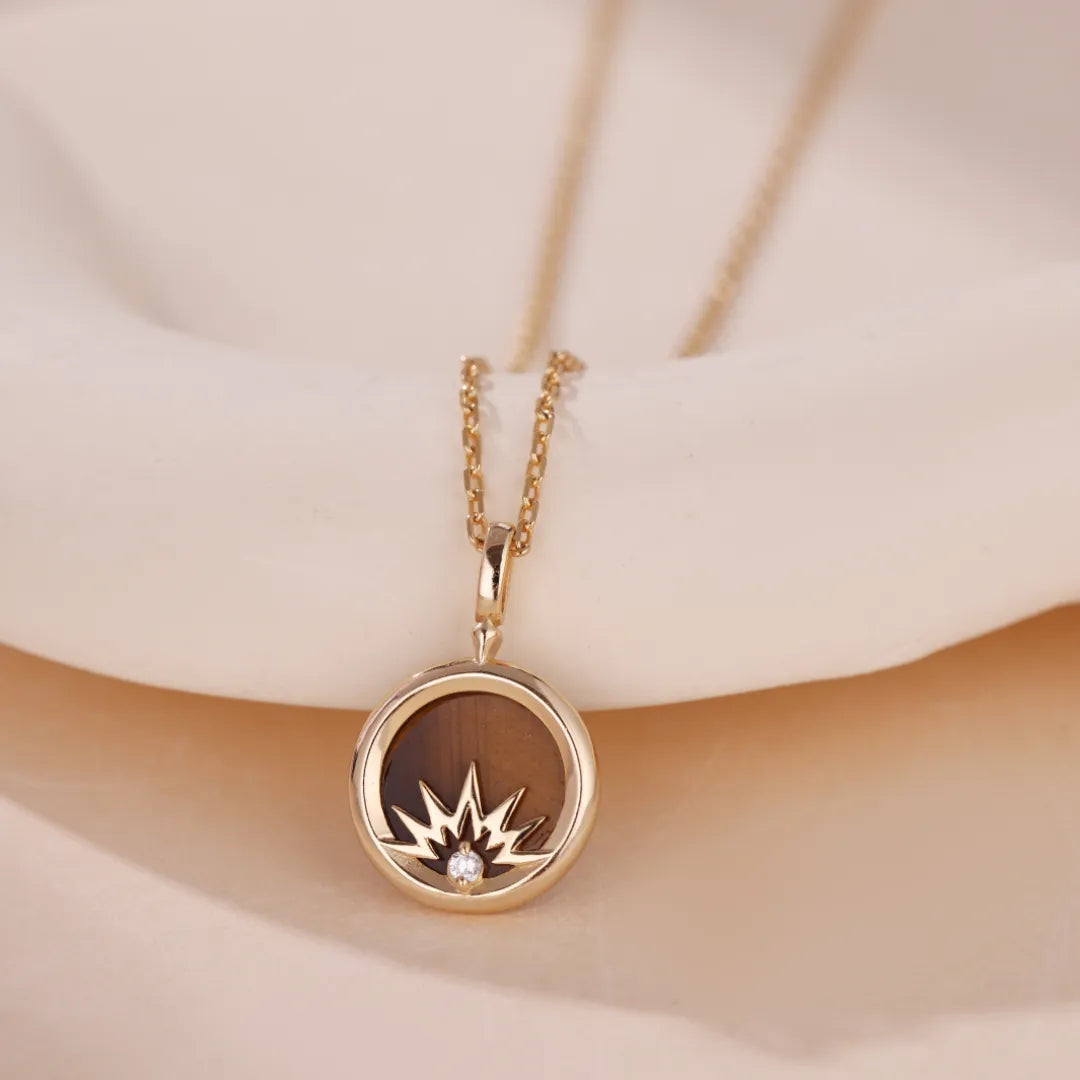 Collier Œil de Tigre "Éclat d'Or" Argent Doré Or