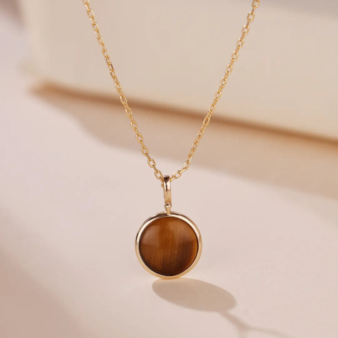 Collier Œil de Tigre "Éclat d'Or" Argent Doré Or