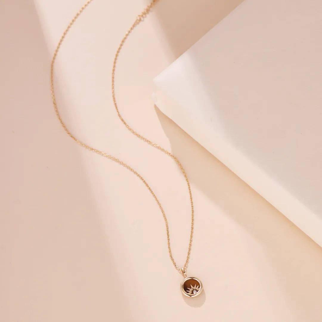 Collier Œil de Tigre "Éclat d'Or" Argent Doré Or