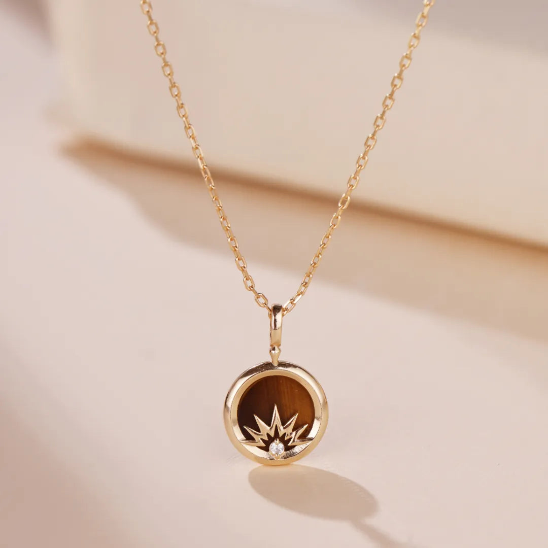 Collier Œil de Tigre "Éclat d'Or" Argent Doré Or