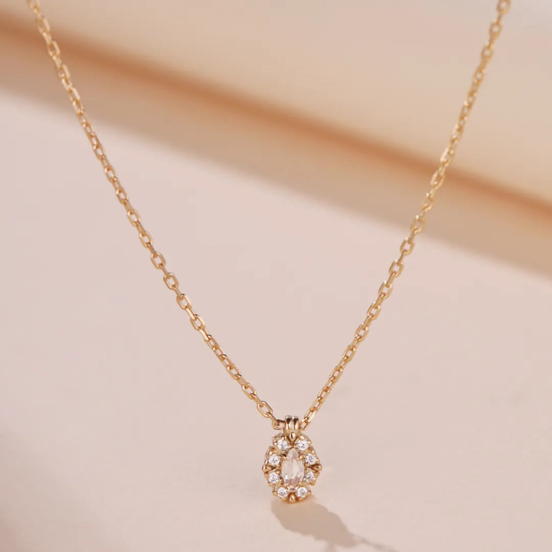 Opal Necklace "Celestial Purity" Gold-Plated Silver