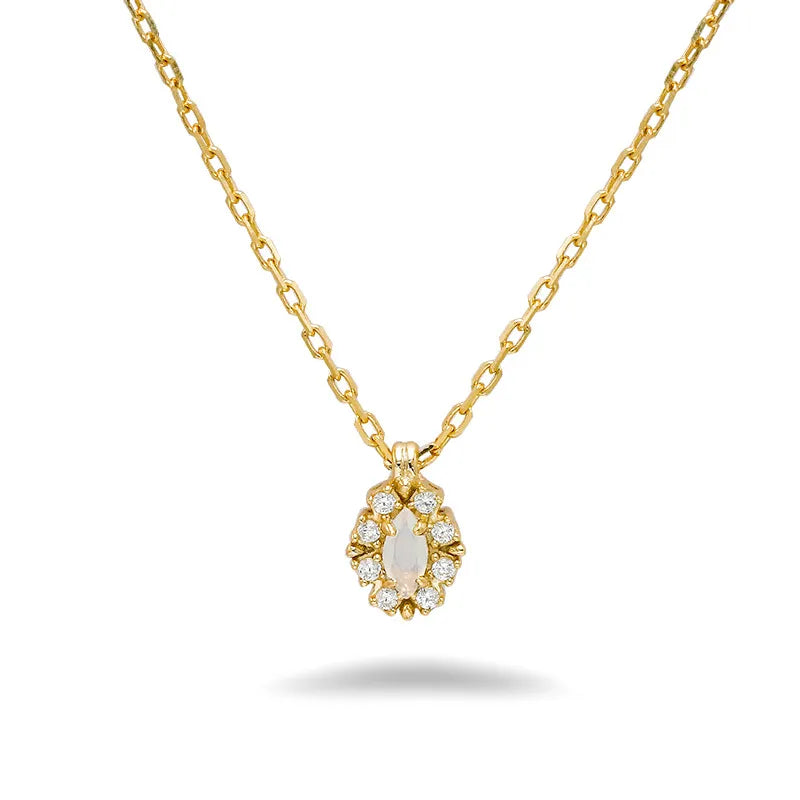 Opal Necklace "Celestial Purity" Gold-Plated Silver