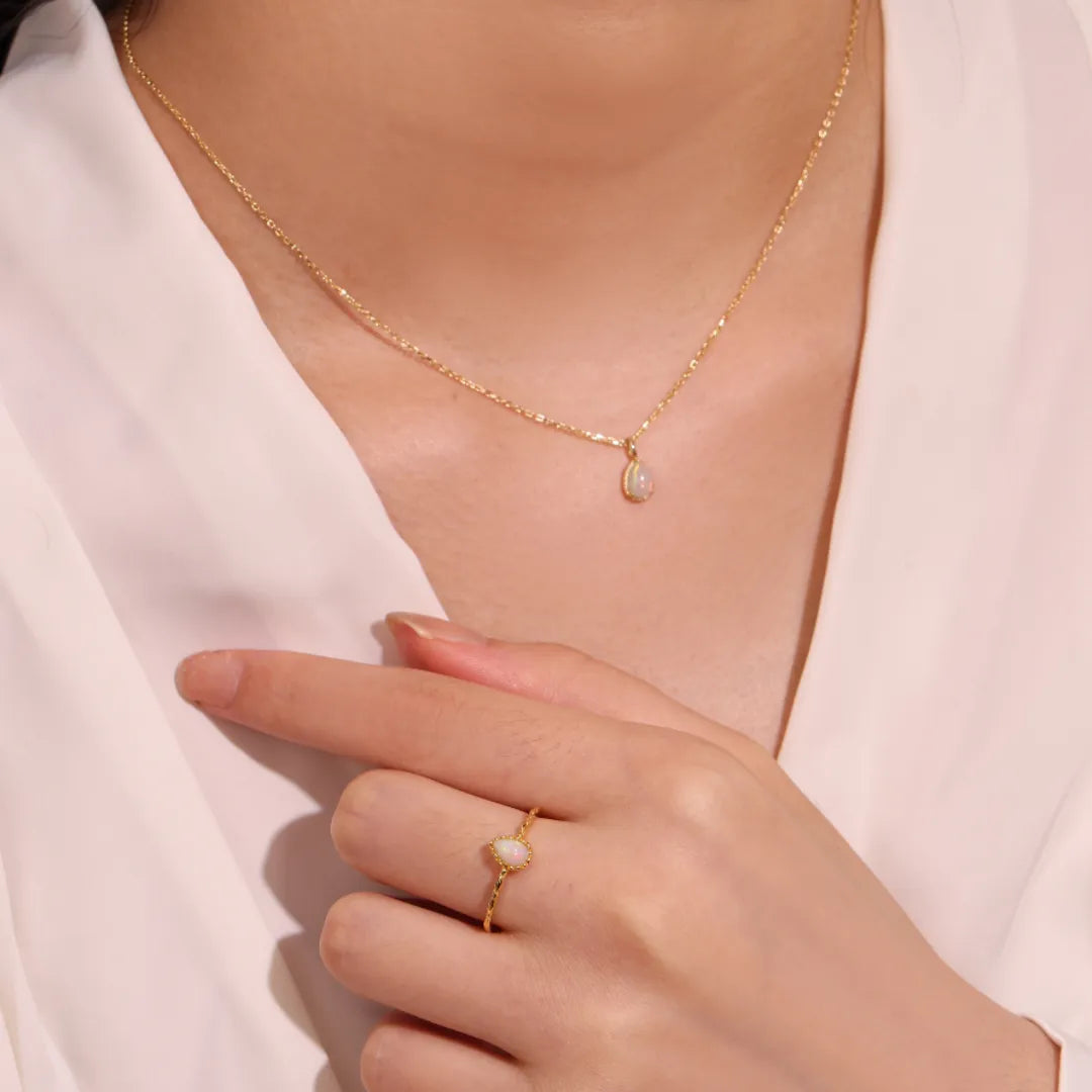 Opal Necklace "Sweet Drop" Gold-Plated Silver