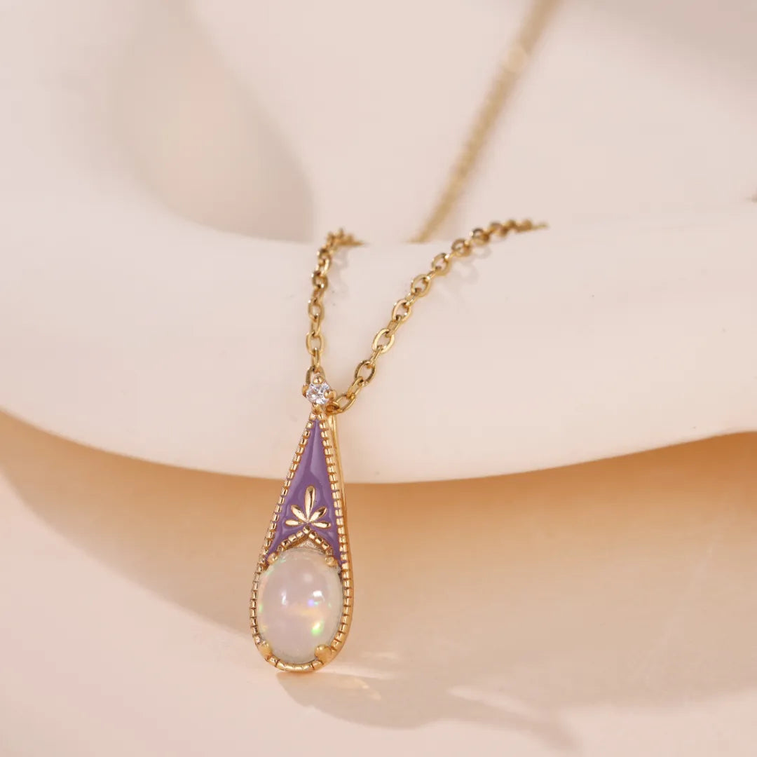 Opal Necklace "Purple Wonder" Gold-Plated Silver