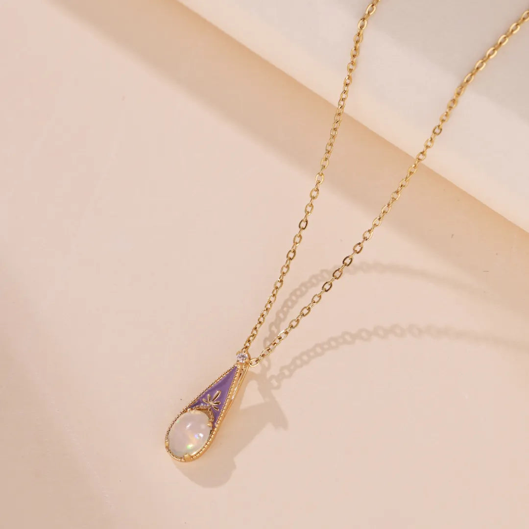Opal Necklace "Purple Wonder" Gold-Plated Silver