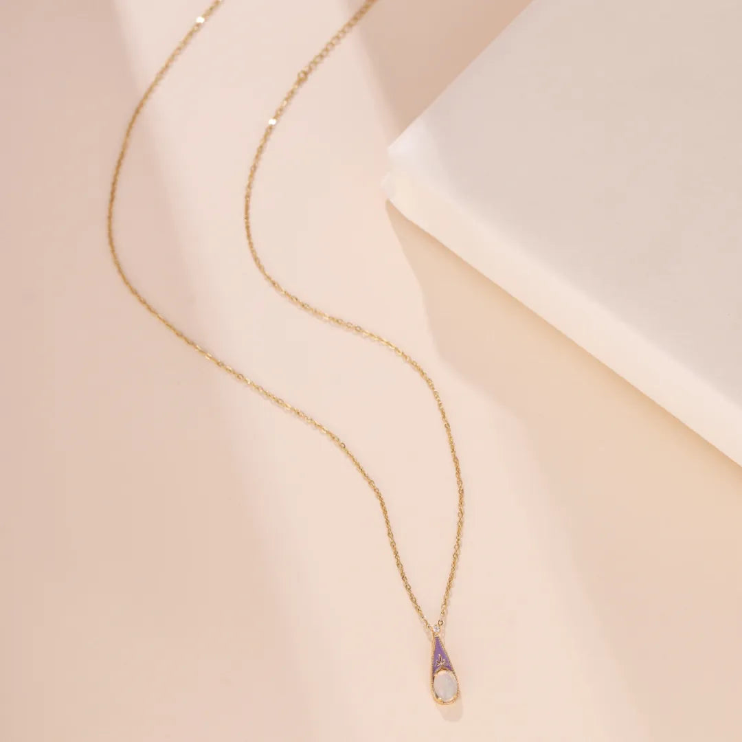 Opal Necklace "Purple Wonder" Gold-Plated Silver